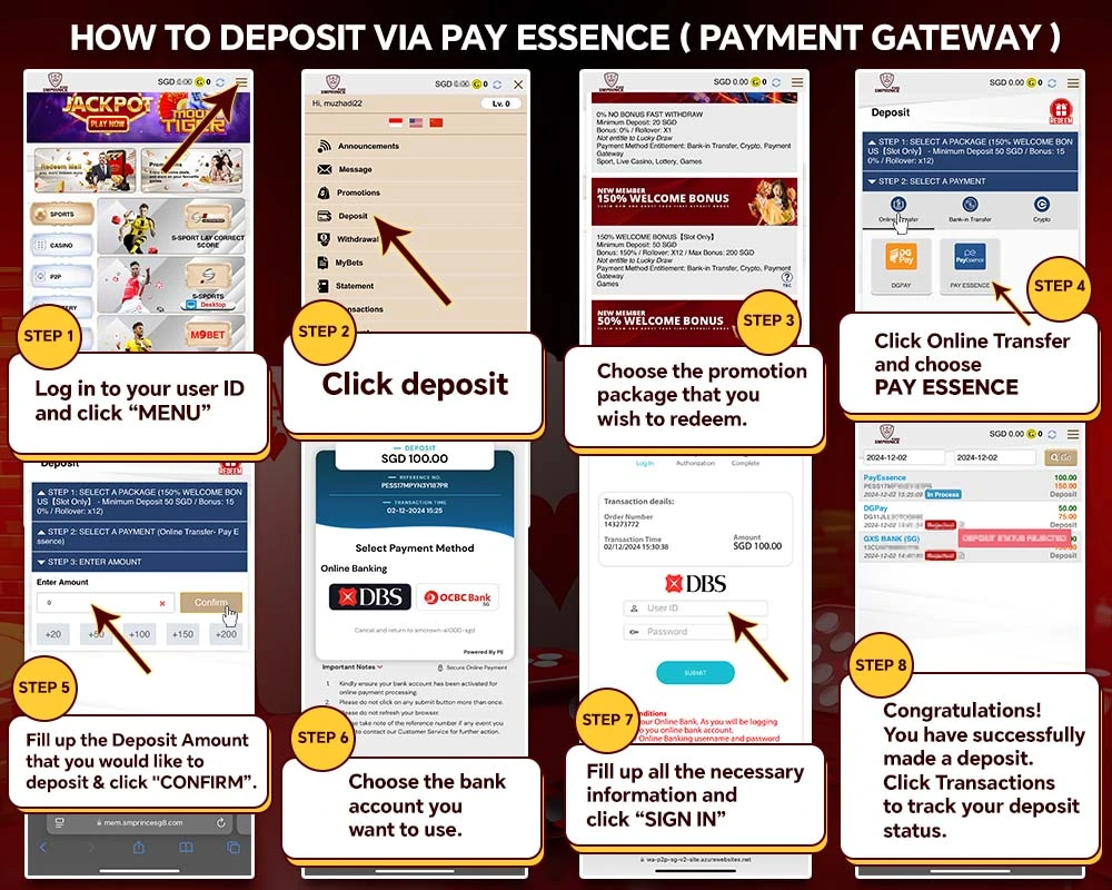 PAY ESSENCE 存款指南